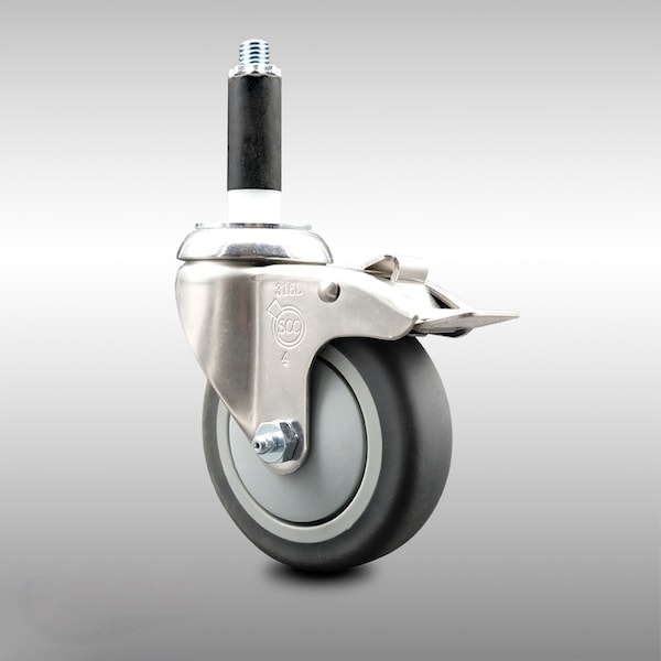 4 Inch 316SS Thermoplastic Rubber Swivel 7/8 Inch Stem Caster Lock Brake SCC